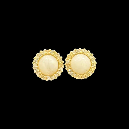 estones ese303 cz framed rainbow moonstone earrings