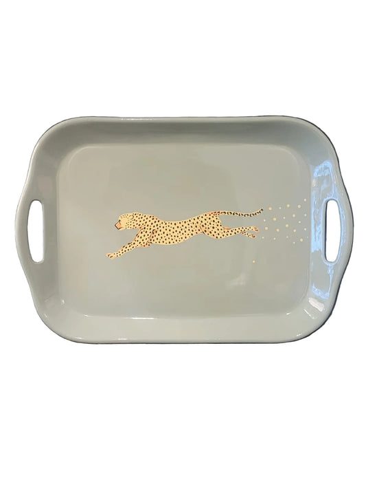 Rectangular cheetah serving tray