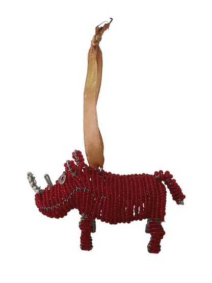 Beaded rhino Christmas tree decoration