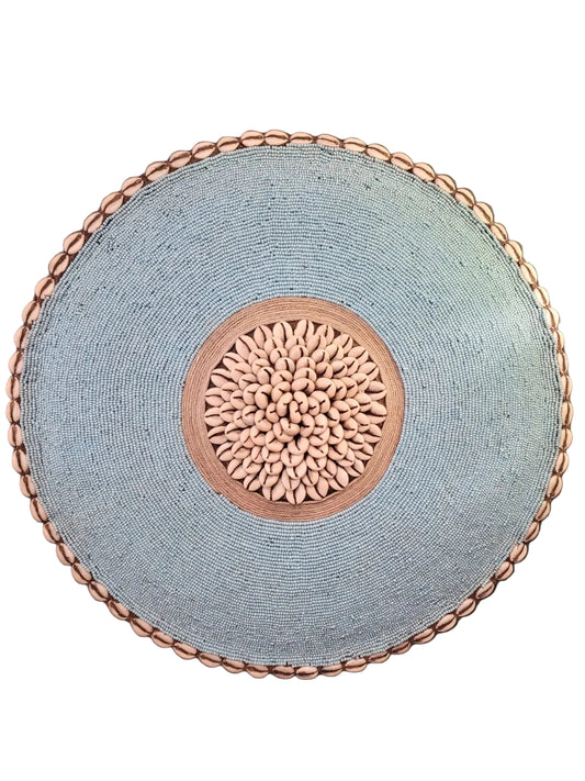 BAMILEKE BEADED SHIELD BLUE