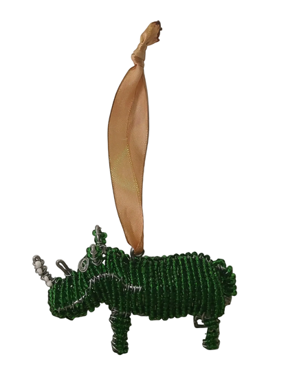 Beaded rhino Christmas tree decoration