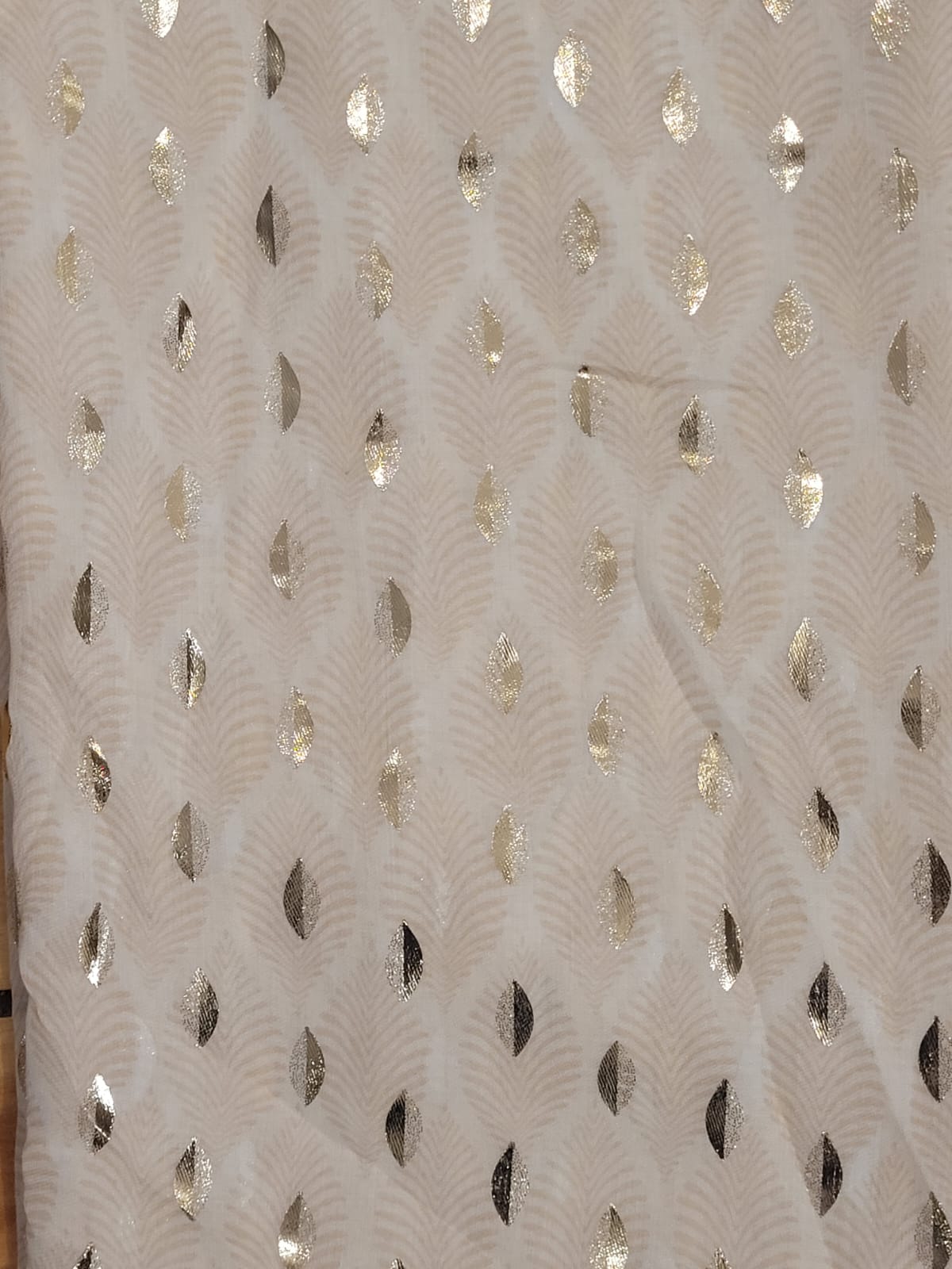Blush leaf print scarf with gold pattern