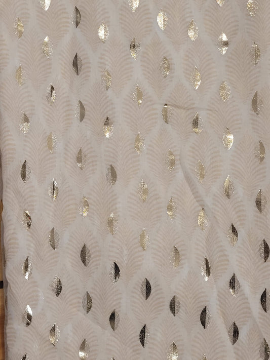 Blush leaf print scarf with gold pattern