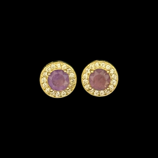 estones ese221 cz framed amethyst earrings