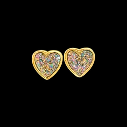 estones ese291 sugar druzy heart earrings