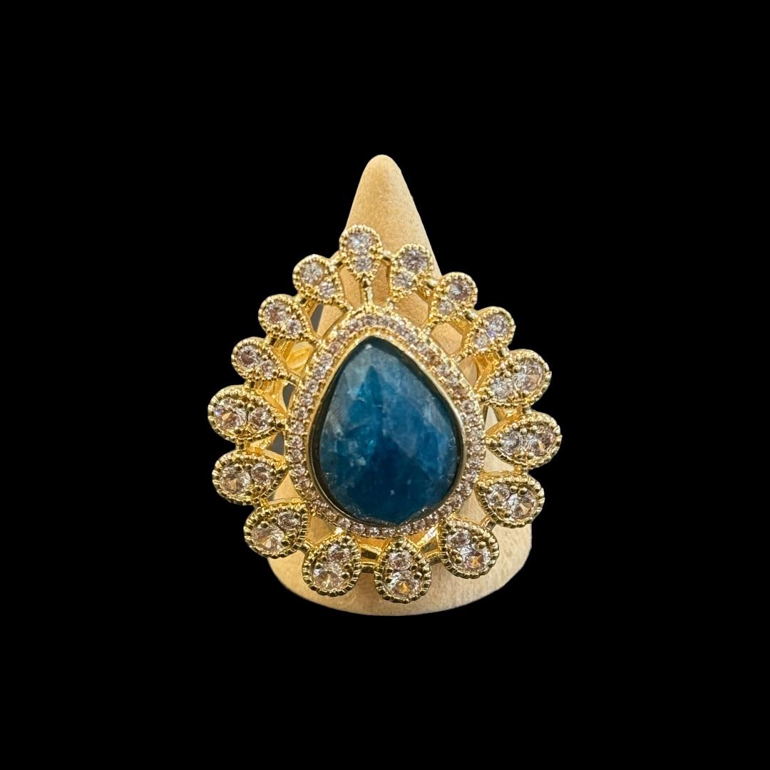 estones esr244 cz & blue apatite ring