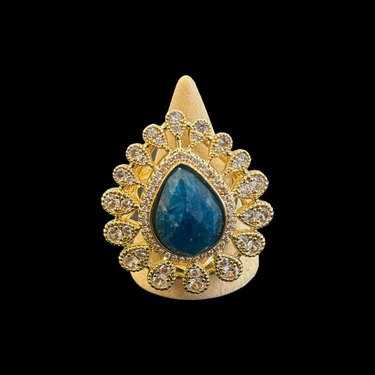 estones esr244 cz & blue apatite ring