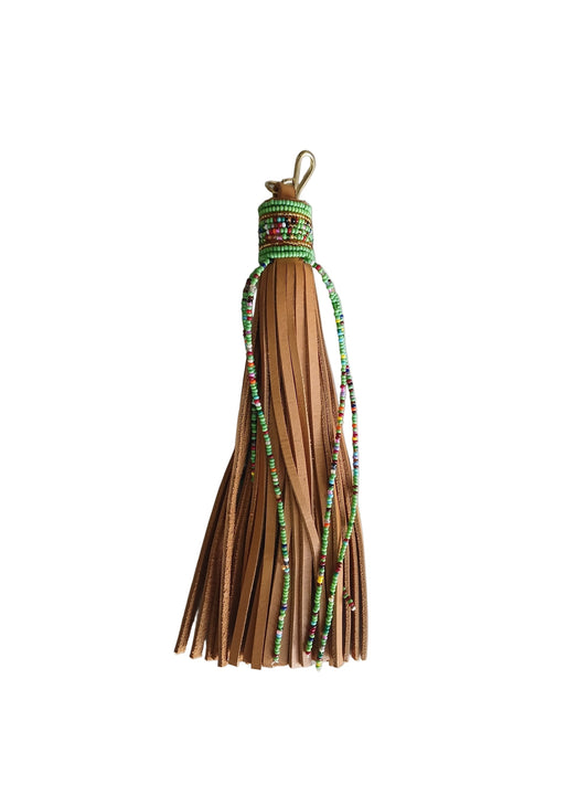 Premium tan tassel keyring