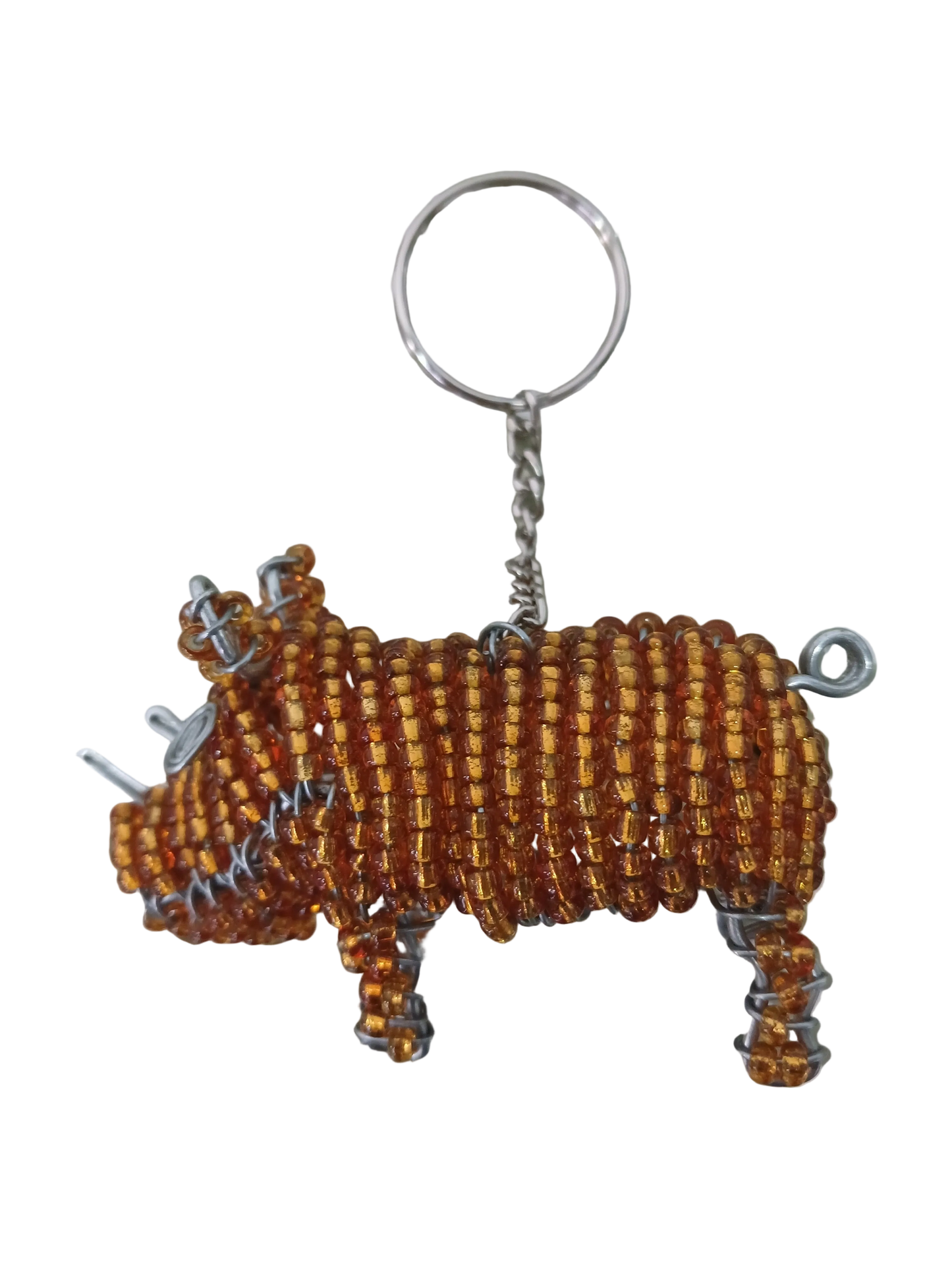 Beaded rhino keyring