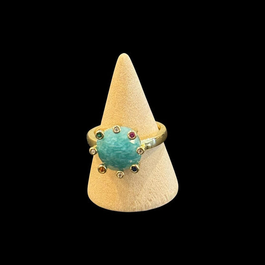 estones esr259 cz paved amazonite ring