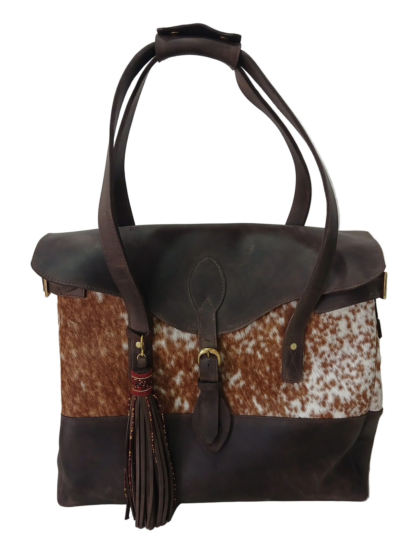 Hide Weekender with mocca leather