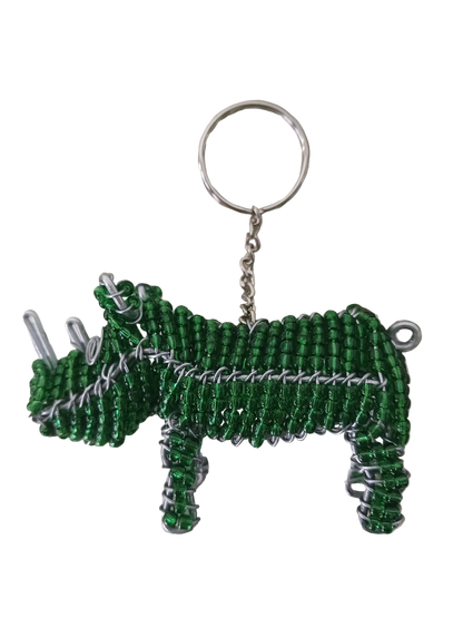 Beaded rhino keyring