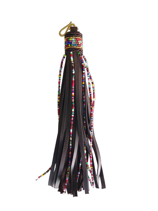 Premium mocca tassel keyring