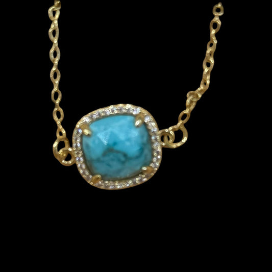 estones esc258 cz framed turquoise pendant