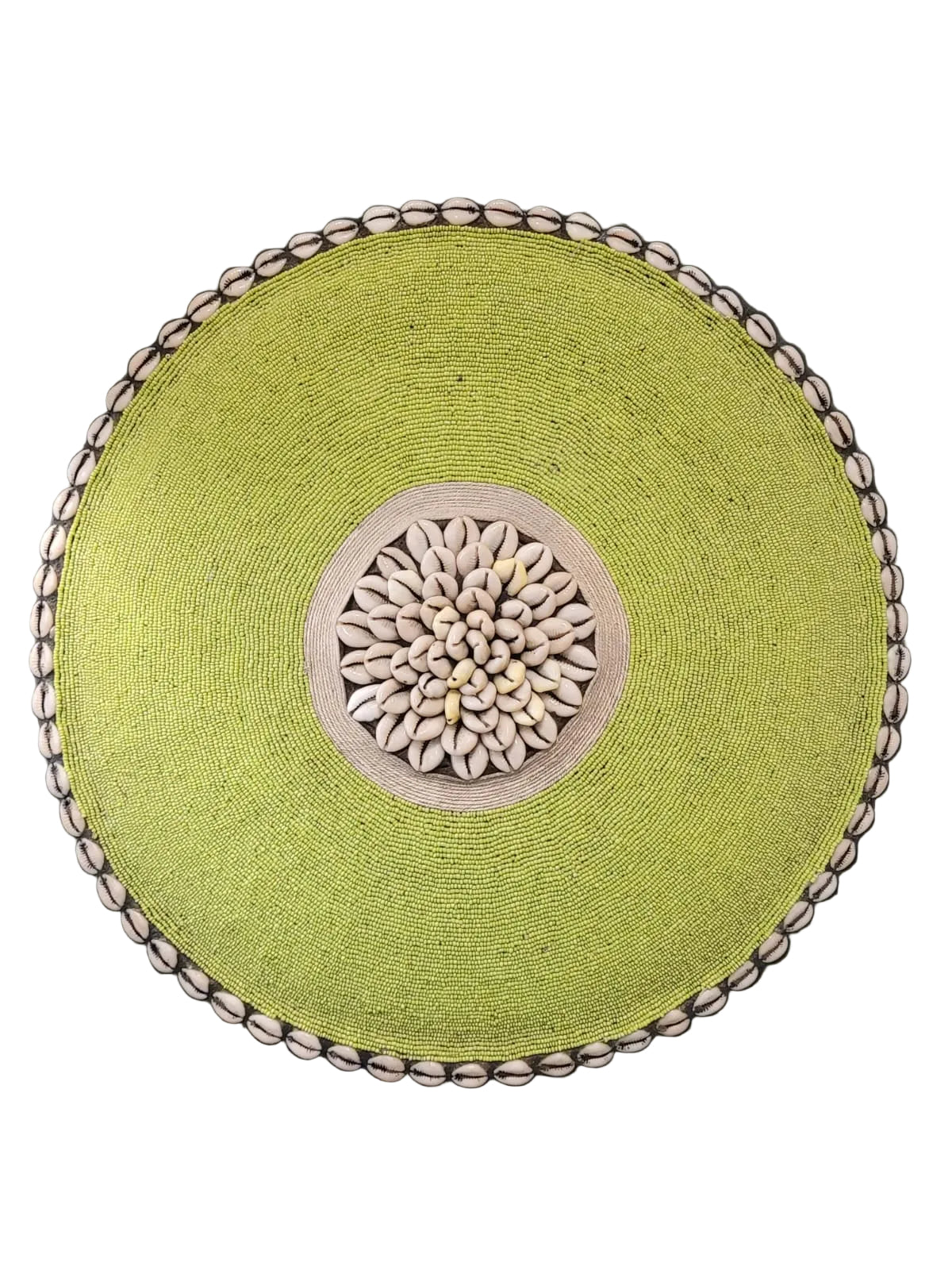 BAMILEKE BEADED SHIELD 45CM (GREEN)