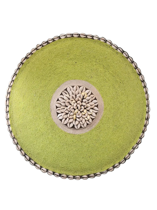BAMILEKE BEADED SHIELD 45CM (GREEN)
