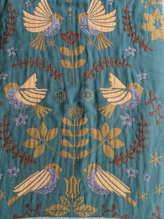 BR BLUE BIRD PRINT THROW