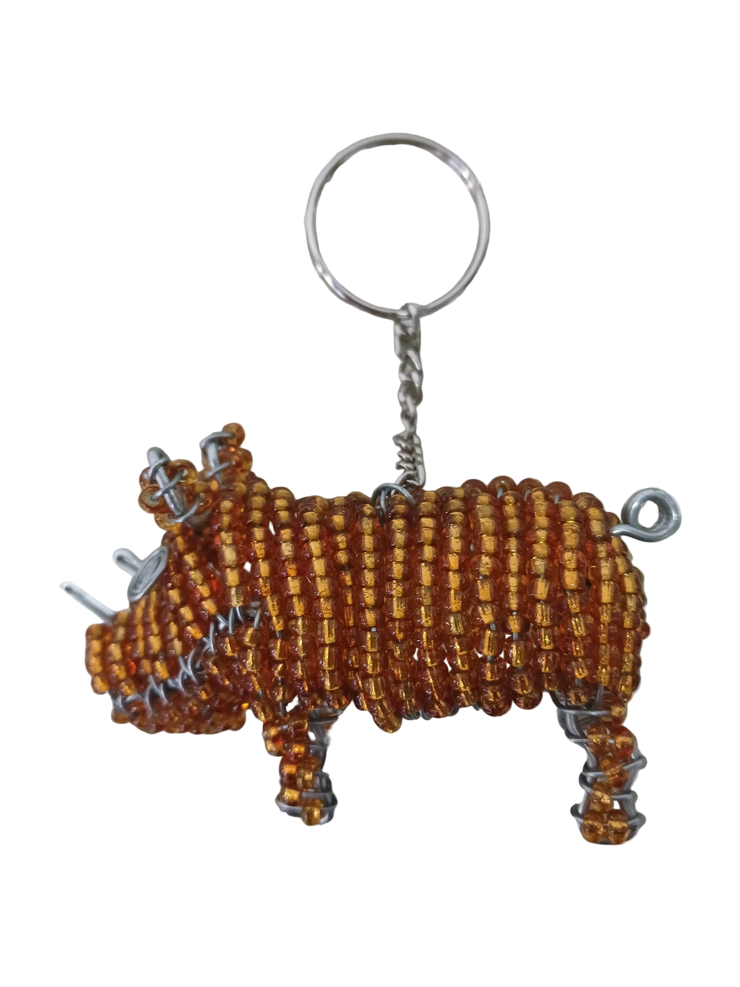 Beaded rhino keyring