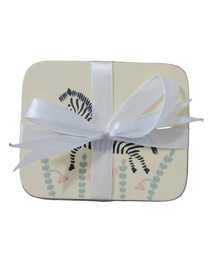 Leaping zebra rectangle coaster