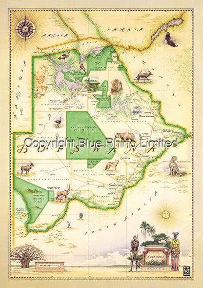 Botswana Map in frame